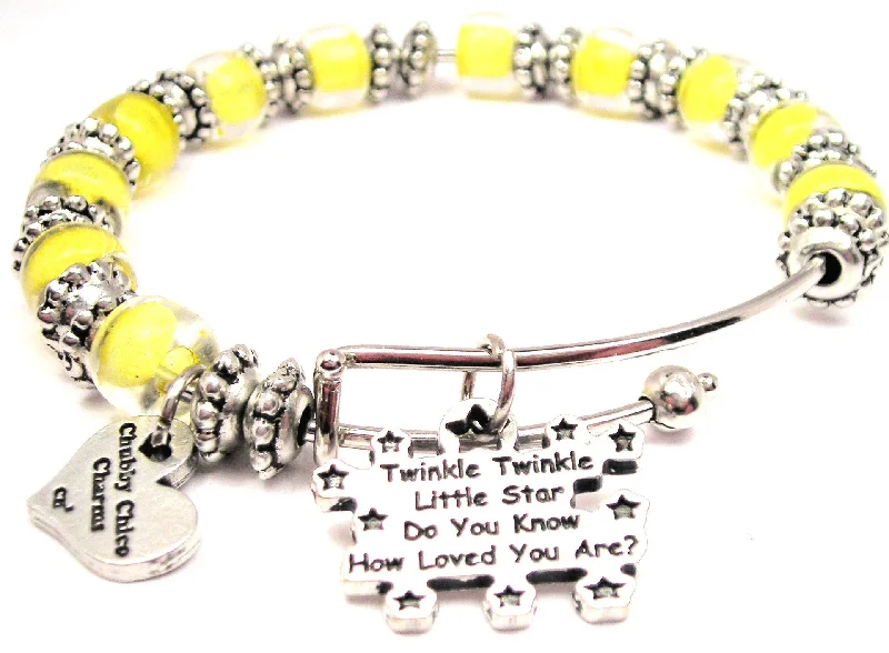 Twinkle, Twinkle Little Star Do You Know How Loved You Are 9mm Glass Beaded Single Bracelet