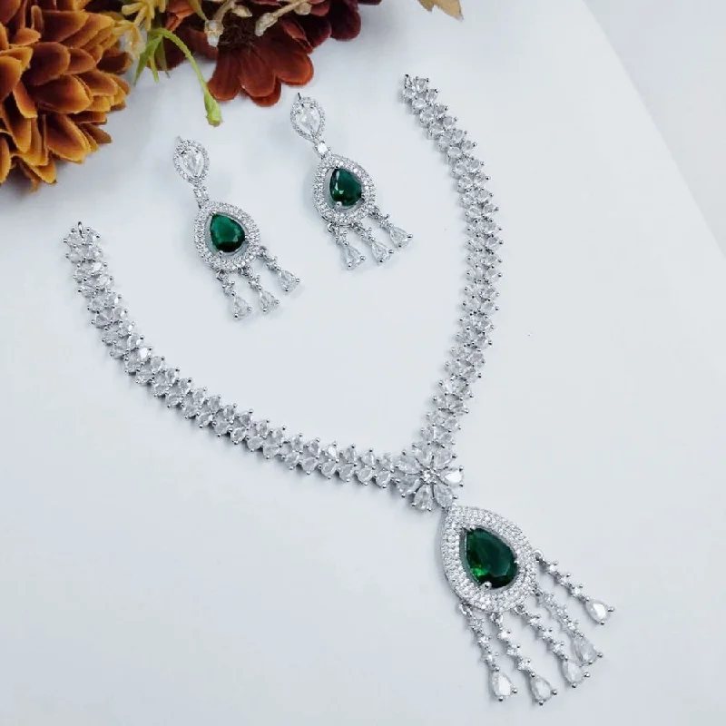 Aamrapali  Silver Plated American Diamond Necklace Set