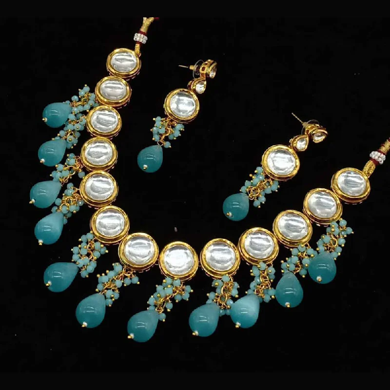 Shree Chamunda Jewellers Gold Plated Kundan Stone Necklace Set