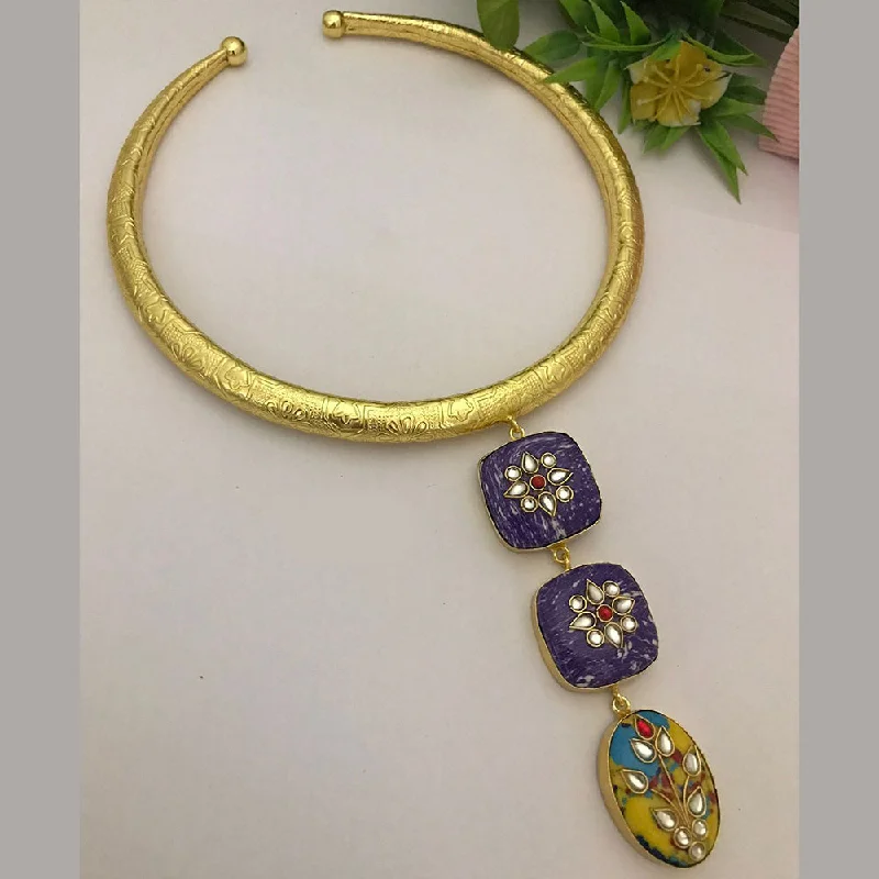 FS Collection Gold Plated Kundan Stone Necklace