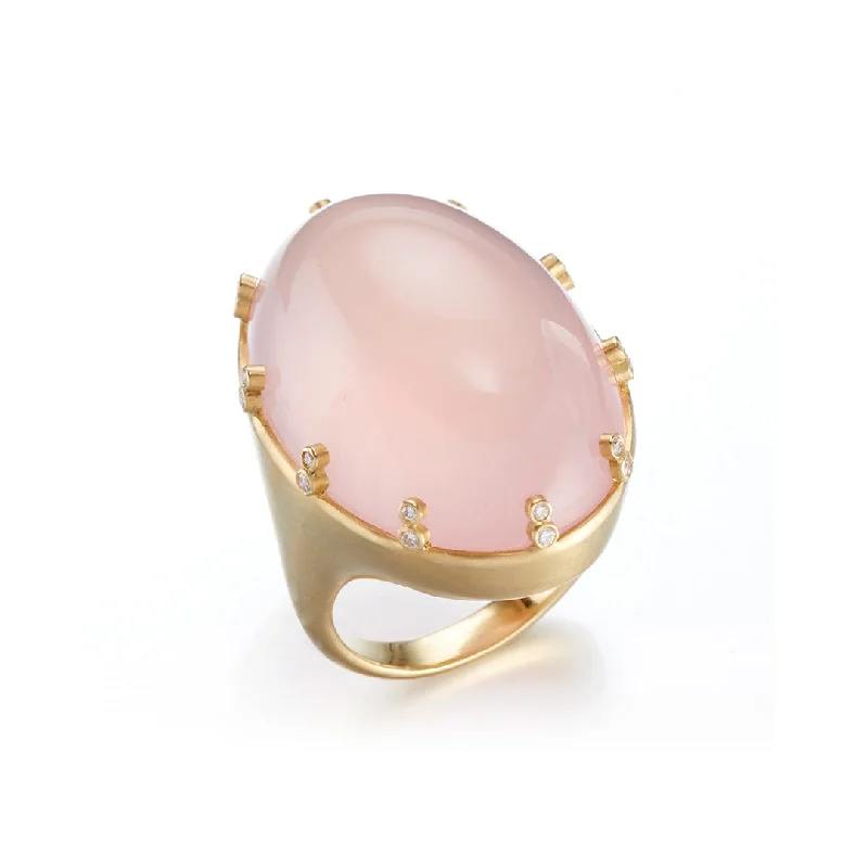 Rose Quartz & Diamond Ring