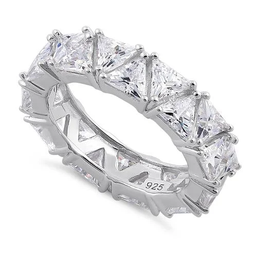 Sterling Silver Eternity Triangle CZ Ring