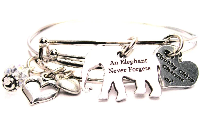 An Elephant Never Forgets Expandable Bangle Bracelet Set