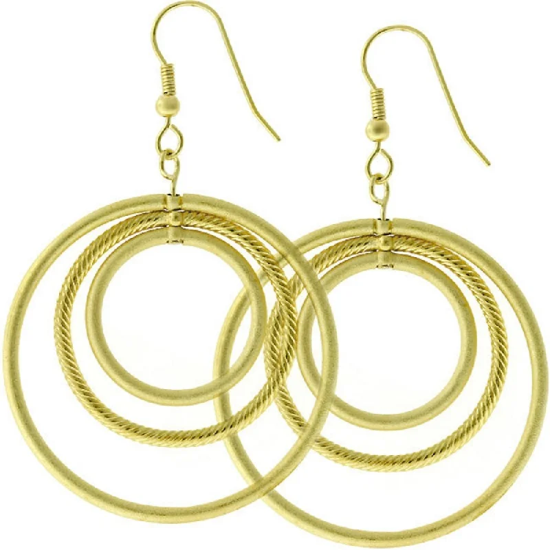 Golden Illusion Hoop Earrings For Women High-Quality Gold-Plated Jewelry - 2.2 Inches X 38.4 (mm) X 1.5 (mm)