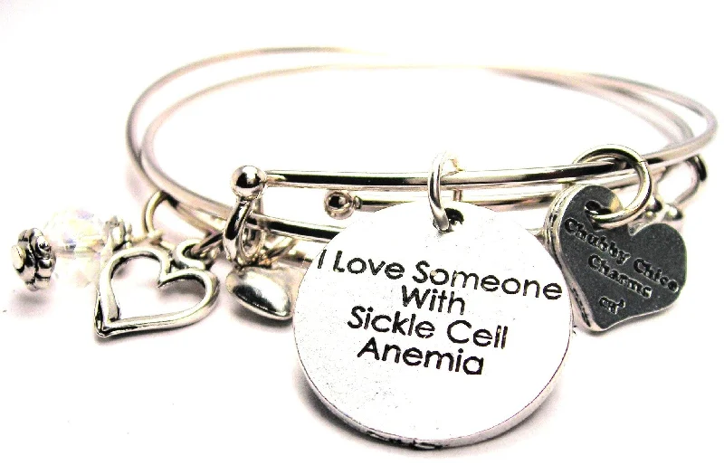 I Love Someone With Sickle Cell Anemia Expandable Bangle Bracelet Set