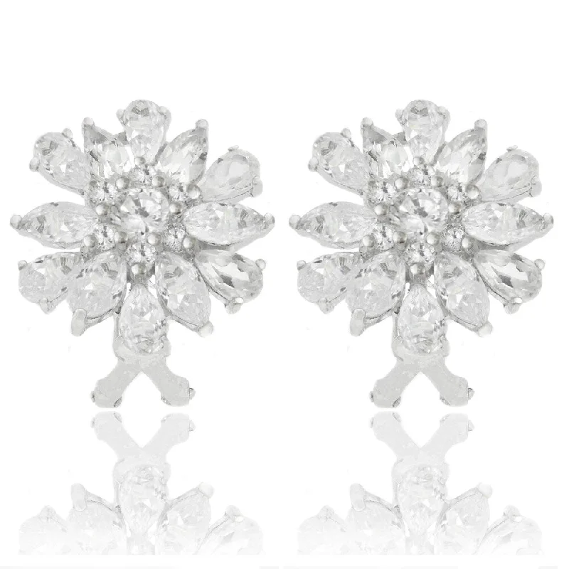 Dolce Giavonna Sterling Silver Cubic Zirconia Cluster Earrings