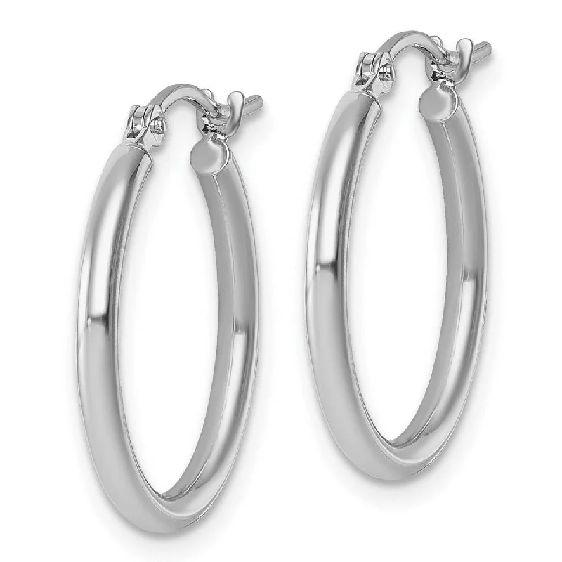 Curata 10k White Gold Polished Hinged 2x21mm Hoop Earrings