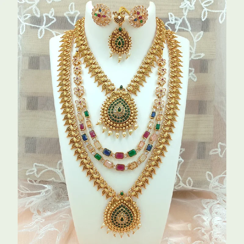 Joyful Jewel Art Matte Gold Plated Pota Stone Necklace Combo