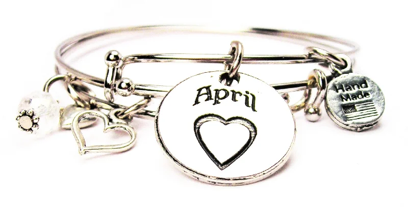 April Circle Expandable Bangle Bracelet Set