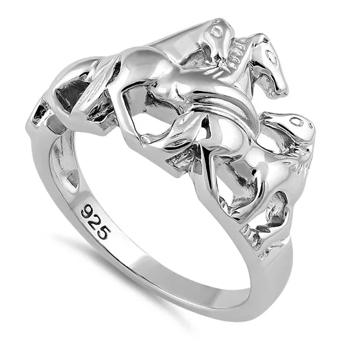 Sterling Silver Horses Ring