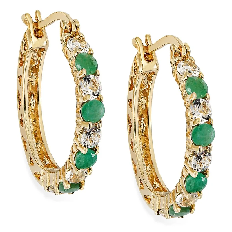 Dolce Giavonna Gold Over Sterling Silver Gemstone Hoop Earrings