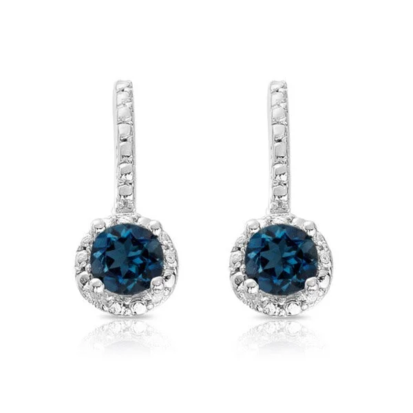 Dolce Giavonna Sterling Silver London Blue Topaz Earrings