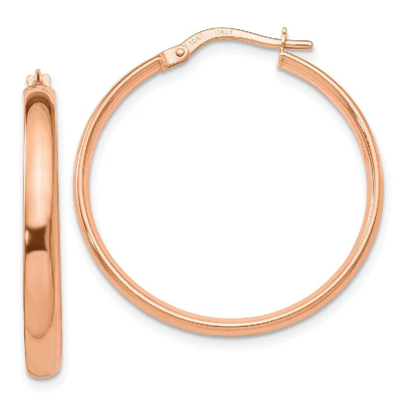 Curata 10k Rose Gold Italian Polished 28x3mm Classic Hoop Earrings