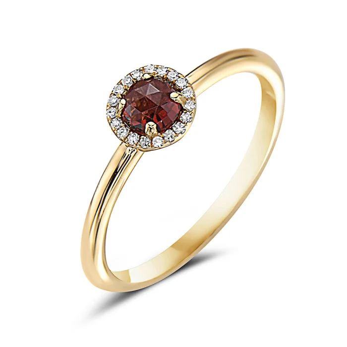 Yellow Gold Garnet and Diamond Ring