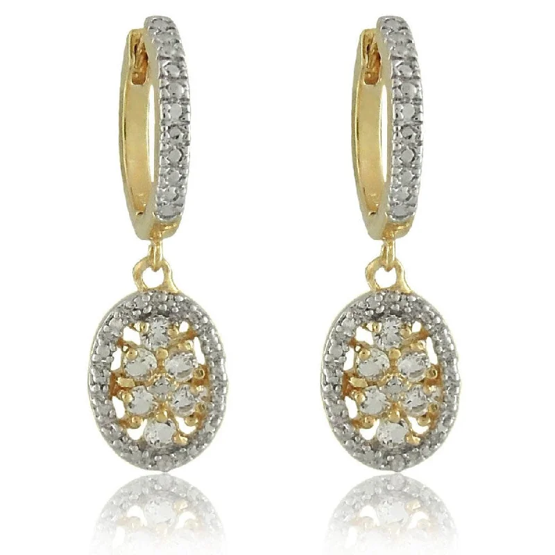 Dolce Giavonna 18k Gold over Silver White Topaz and Diamond Accent Earrings