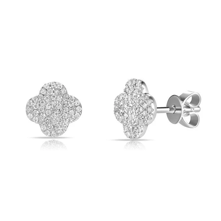 Joelle Diamond Flower Cluster Studs Earrings 14K White Gold 1/3 ct