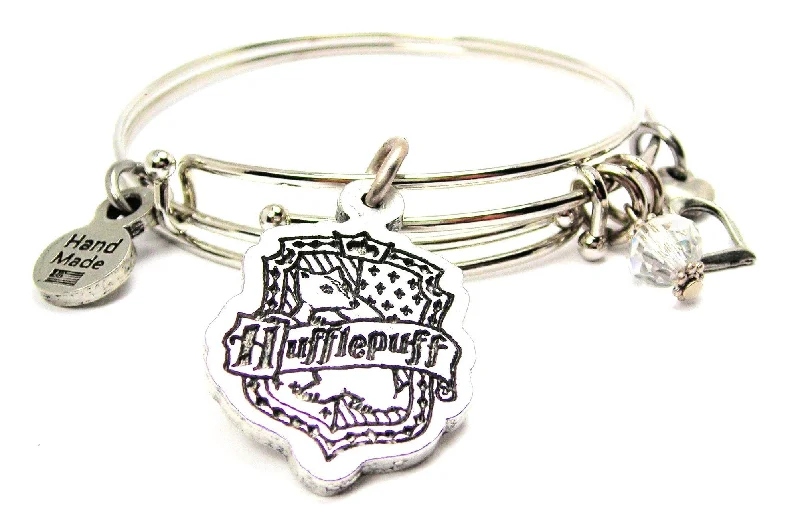 Hufflepuff House Crest Expandable Bangle Bracelet Set