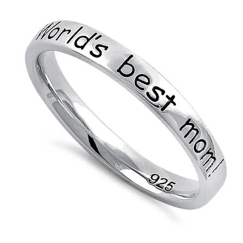 Sterling Silver "World's best mom!" Ring