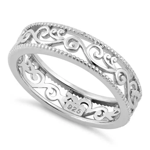 Sterling Silver Floral Band Ring