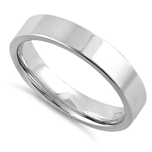 Sterling Silver 4MM Flat Wedding Band