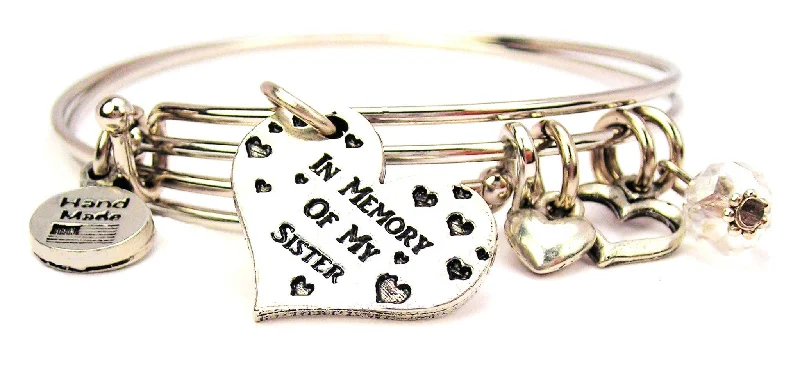 In Memory Of My Sister Expandable Bangle Bracelet Set