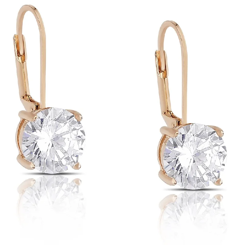 Dolce Giavonna Rose Gold Over Sterling Silver Cubic Zirconia Dangle Earrings