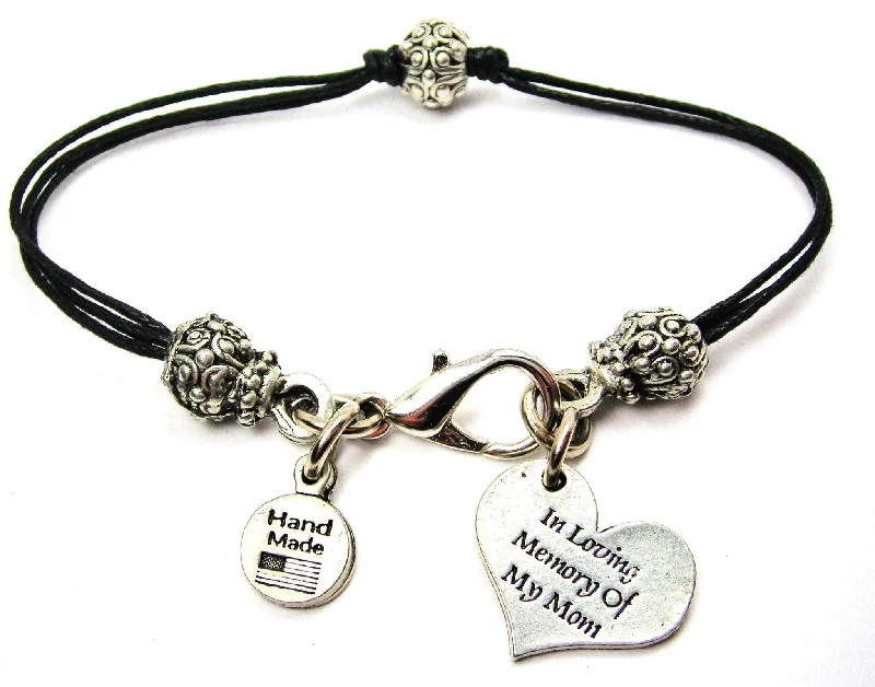 In Loving Memory Of My Mom Beaded Black Cord Bracelet