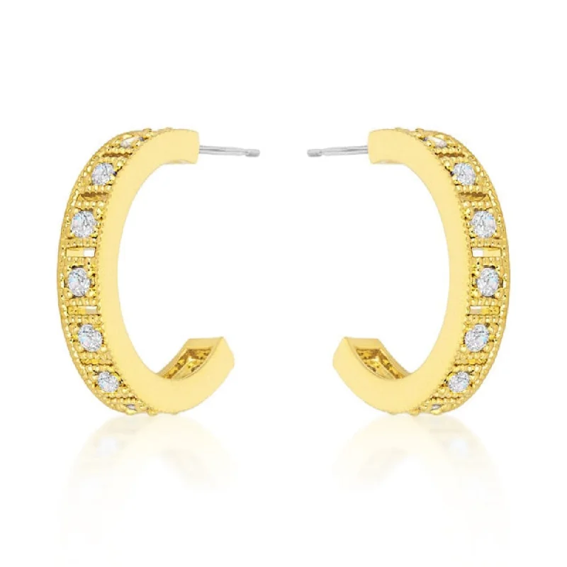 Roma Goldtone Finish Hoop Earrings - 20 Mm X 4 Mm W X 3 Mm H