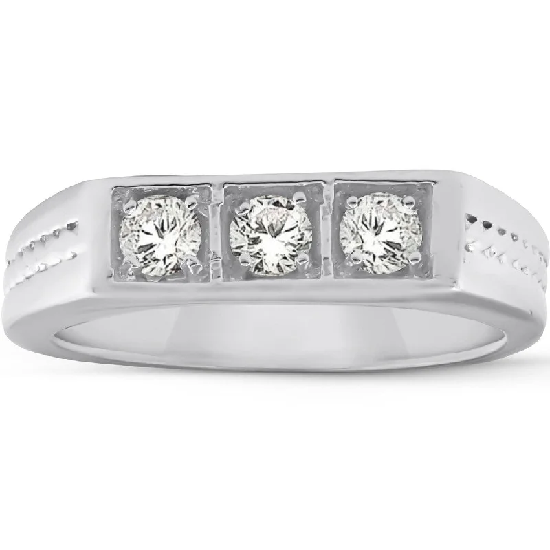 Pompeii3 10k White Gold 5/8 Ct Mens Braided Diamond Ring Wedding Band