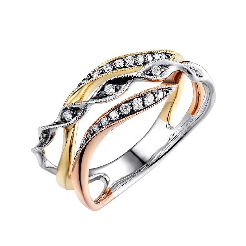 14K Tri Color Gold Fashion Diamond Ring