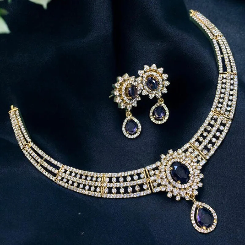 Sona Creation Gold Plated AD Stone Necklace Set