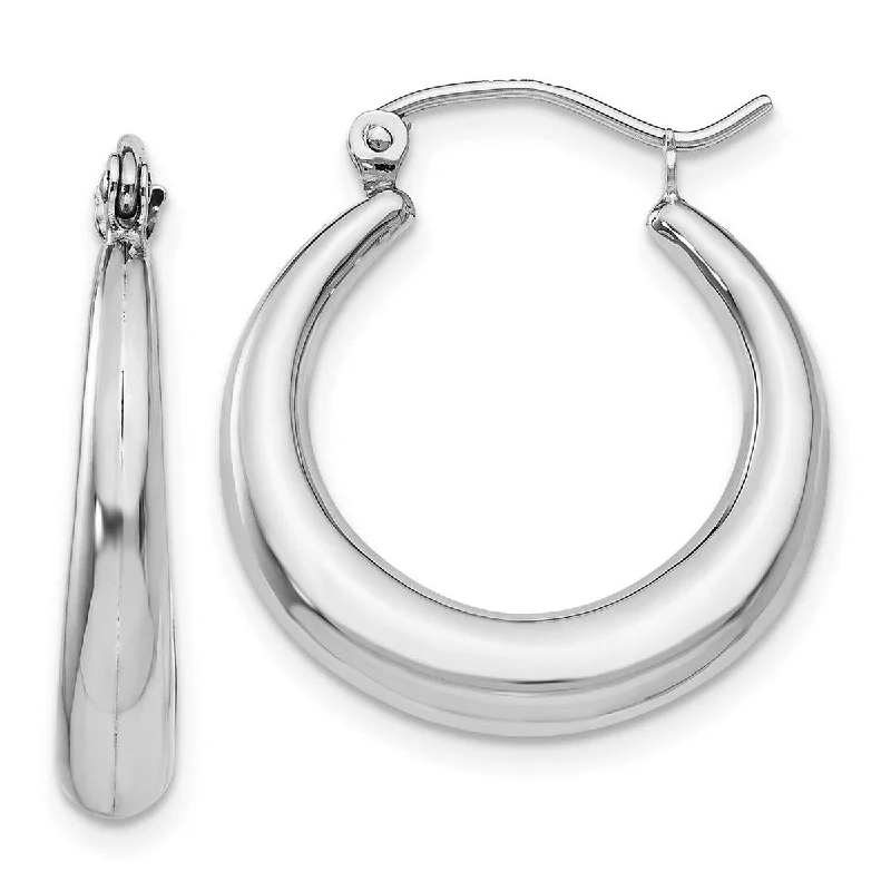 Curata 14k White Gold Polished Crescent Hoop Earrings Jewelry (4mmx15mm)