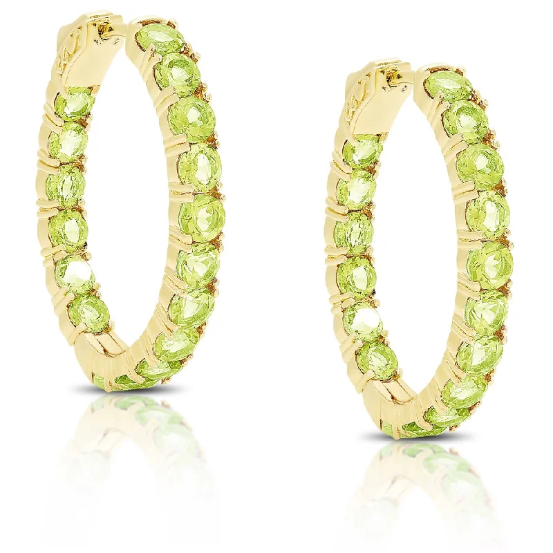 Dolce Giavonna Gold Over Silver Gemstone Hoop Earrings