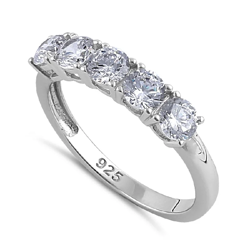 Sterling Silver Round CZ Half Eternity Ring