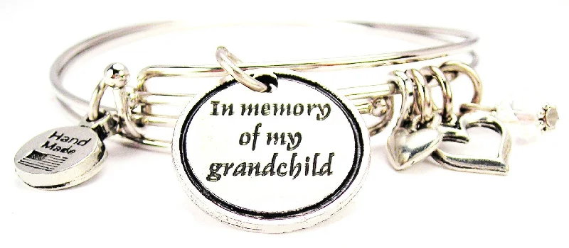 In Memory Of My Grandchild Expandable Bangle Bracelet Set