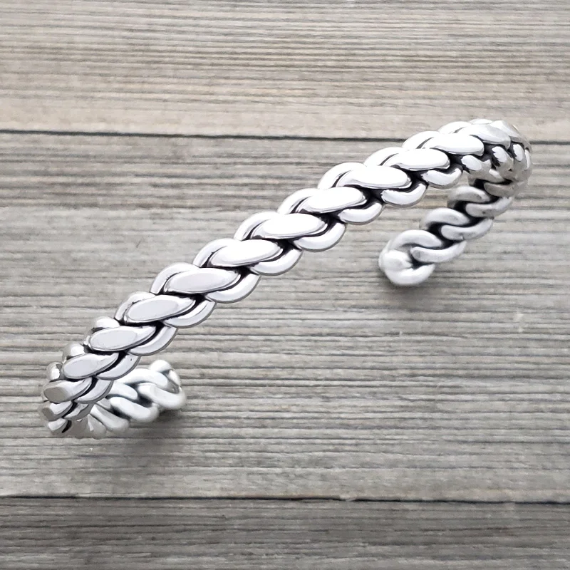 Elaine Tahe Sterling Silver Navajo Flat Chain Link Style 1/4" Bracelet