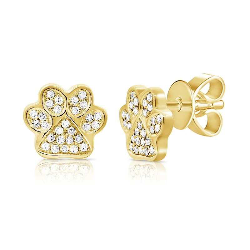 Joelle Diamond Dog Paw Studs Earrings 14K Gold 1/8ct TDW