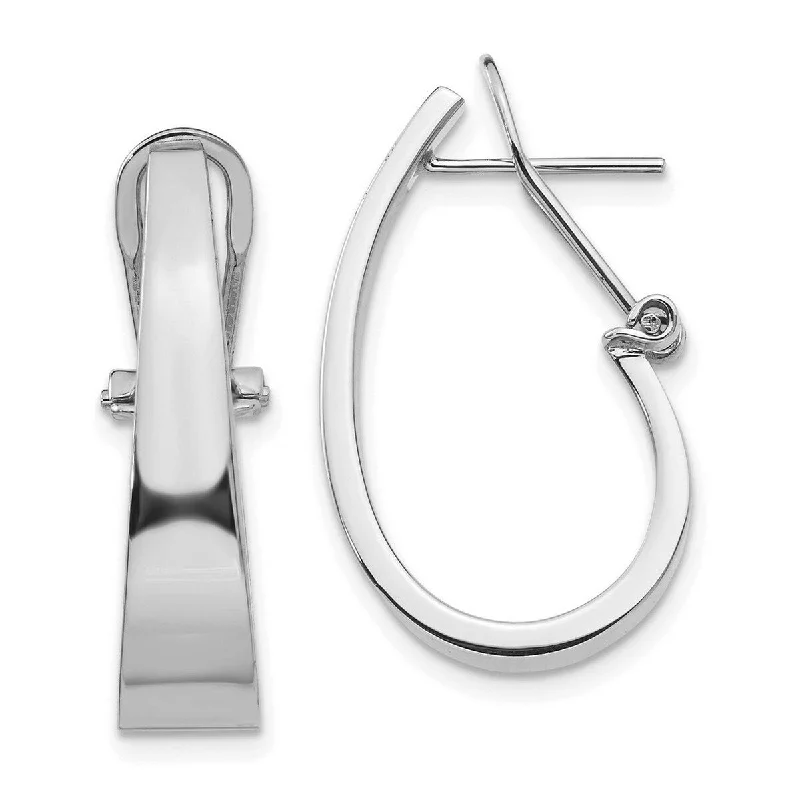 Curata 14k White Gold Polished 6mm Tapered Fancy J Hoop Earrings 22x6mm