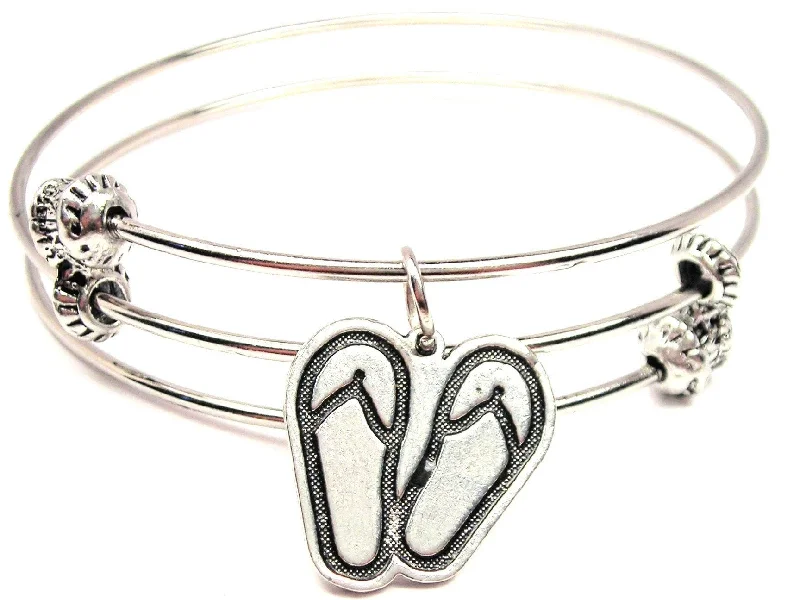 Flip Flops Triple Style Expandable Bangle Bracelet