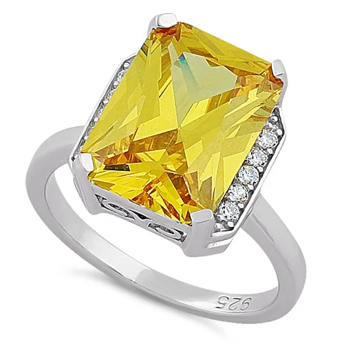 Sterling Silver Yellow CZ Cocktail Ring