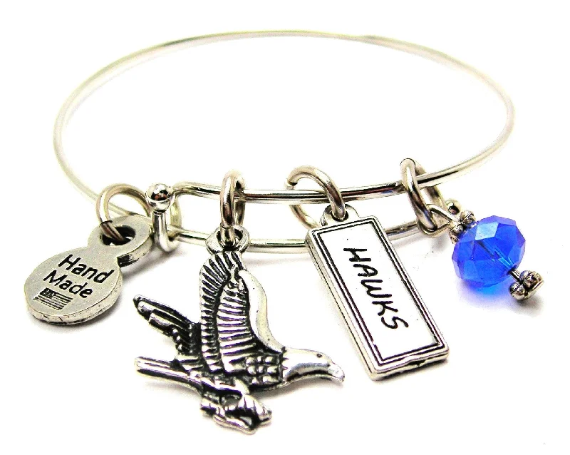 Hawk With Hawks Tab Expandable Bangle Bracelet