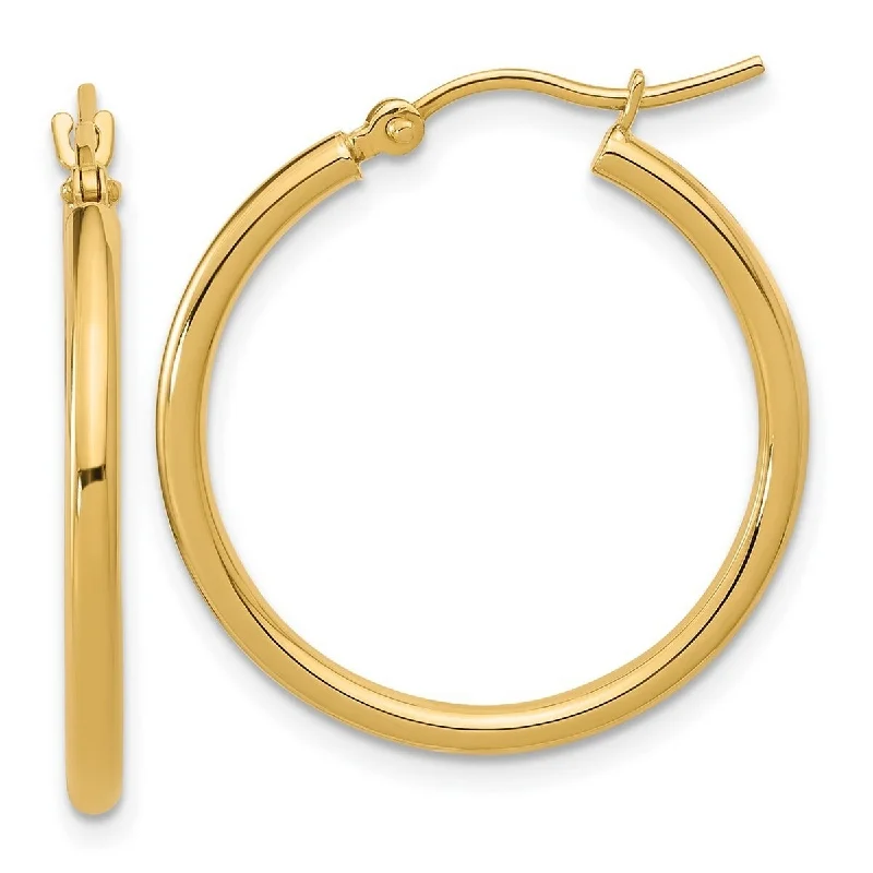 Curata 10k Yellow Gold Polished Hinged 24x2mm Round Hoop Earrings