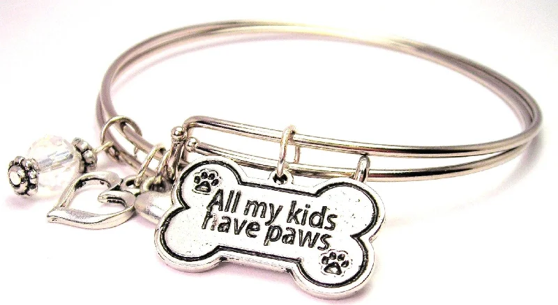 All My Kids Have Paws Expandable Bangle Bracelet Set