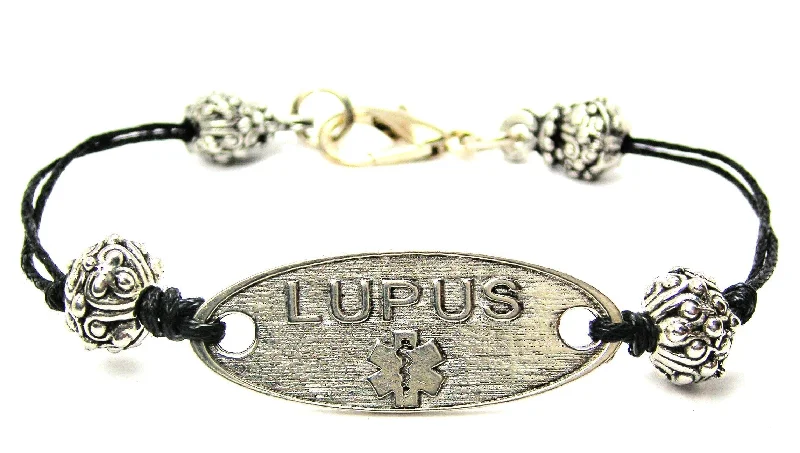 Lupus Medical Alert Black Cord Connector Bracelet