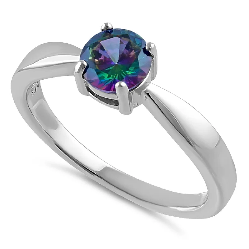 Sterling Silver Rainbow CZ Ring