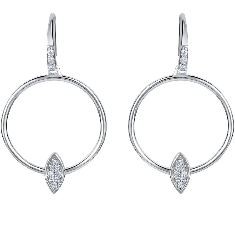 Sterling Silver Cubic Zirconia Floating Marquise Round Earrings