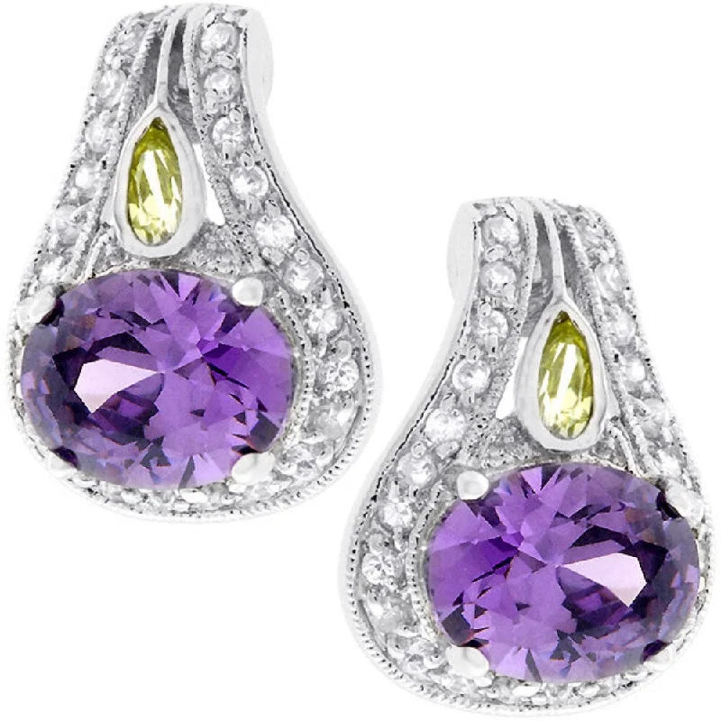 Majestic Amethyst Cubic Zirconia Earrings - 16.9 (mm) X 12.4 (mm) X 7.3 (mm)