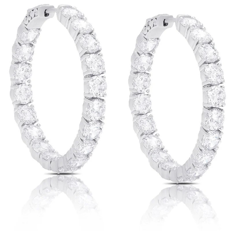 Dolce Giavonna Silver Overlay Cubic Zirconia Hoop Earrings