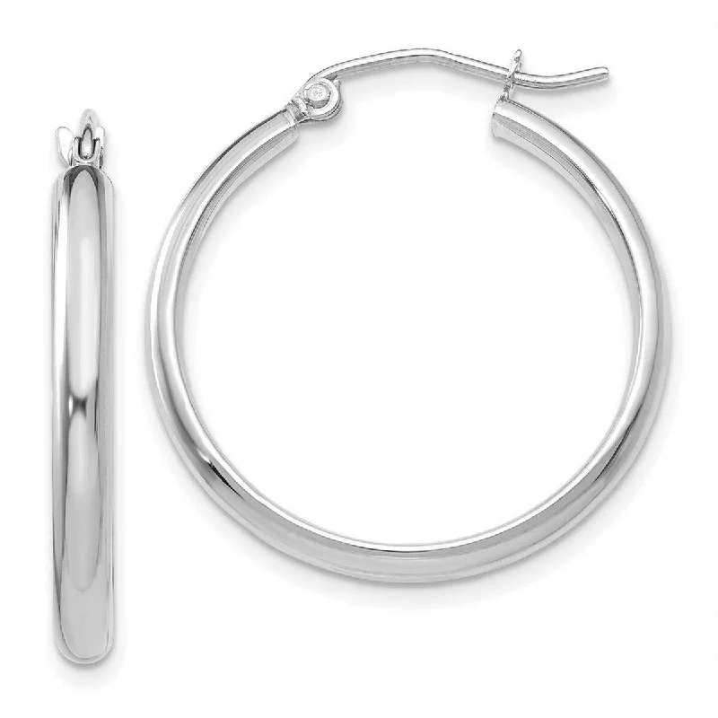 Curata 14k White Gold Polished 4x25mm Wide Hoop Earrings