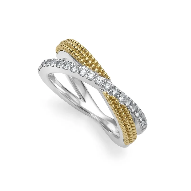 Two Tone X Diamond Ring (Size 6)